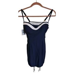 PANACHE NWT Navy Anya Cruise Molded Bandeau Tankini Swim Top US 32E